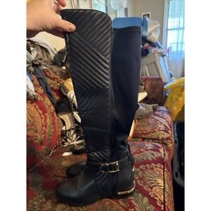 Jacinta Textured Riding Boots Black‎ Size 7 Women's